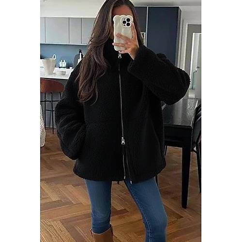 Bej Dik Yakal� Cepli Kad�n Pelu� Mont