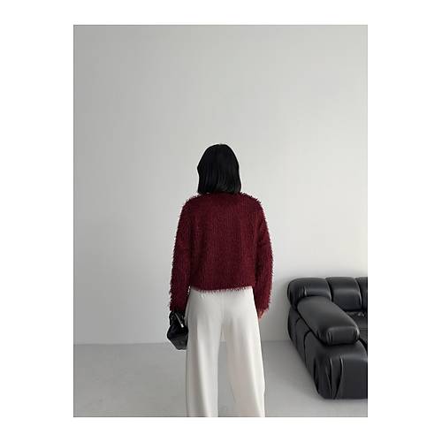 Yakas�z �thal P�sk�ll� Bordo K�rk Mont