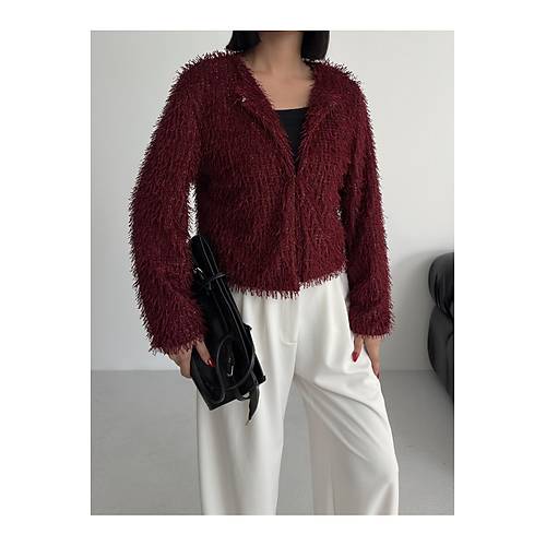 Yakas�z �thal P�sk�ll� Bordo K�rk Mont