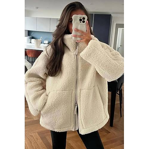 Bej Dik Yakal� Cepli Kad�n Pelu� Mont