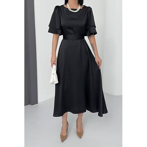 Lisa Kadn Saten Abiye Siyah