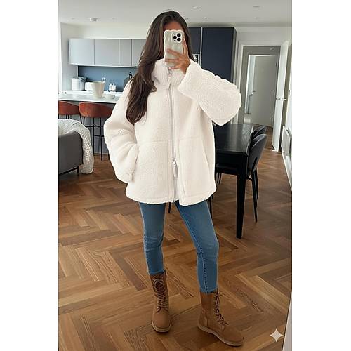 Bej Dik Yakal� Cepli Kad�n Pelu� Mont