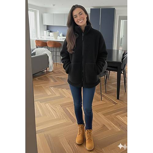 Bej Dik Yakal� Cepli Kad�n Pelu� Mont