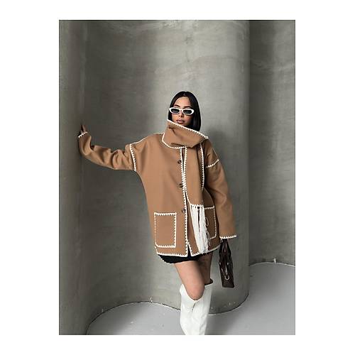 Nak Detayl Atkl Yumuak Triko Hrka Ceket Siyah