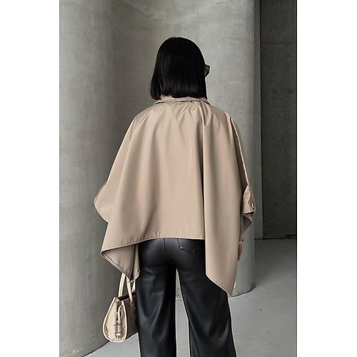 Siyah Yarasa Kol Detay Yakal Dmeli Rahat Kalp Oversize Midi Boy Trenkot