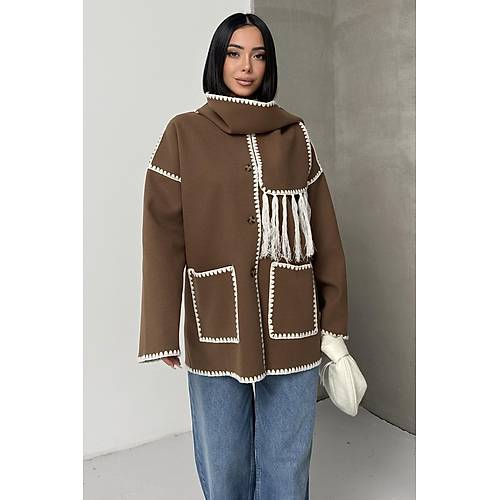 Nak Detayl Atkl Yumuak Triko Hrka Ceket Siyah