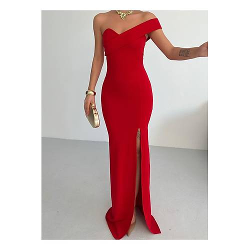 K�rm�z� Gece Elbisesi Abiye