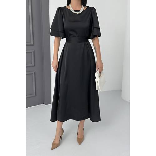 Lisa Kadn Saten Abiye Siyah