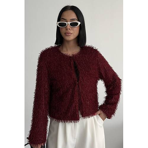 Yakas�z �thal P�sk�ll� Bordo K�rk Mont