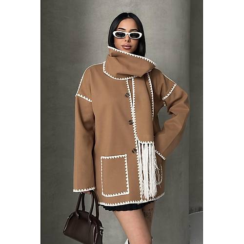 Nak Detayl Atkl Yumuak Triko Hrka Ceket Siyah