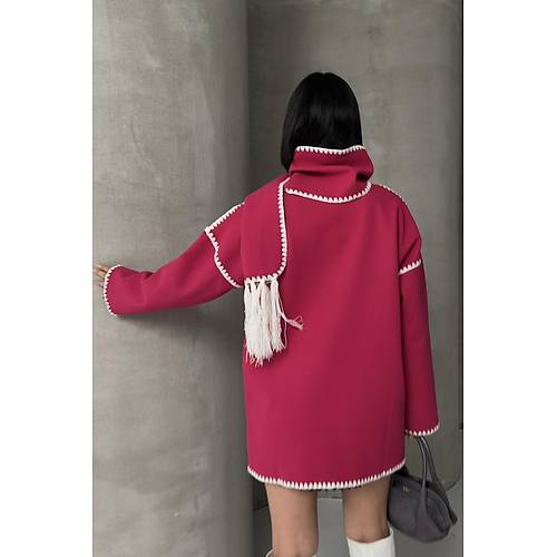 Nak Detayl Atkl Yumuak Triko Hrka Ceket Siyah