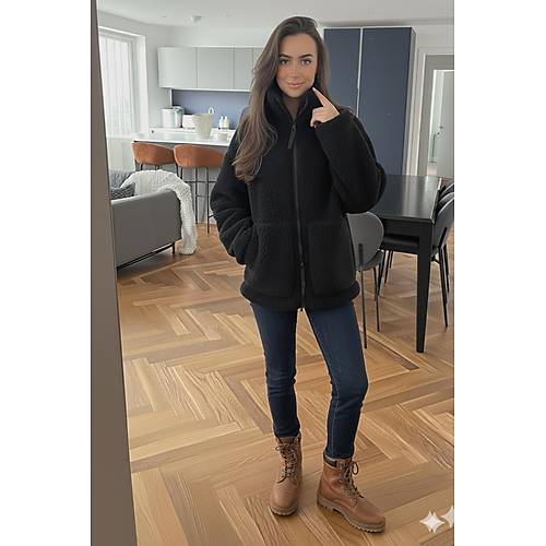 Bej Dik Yakal� Cepli Kad�n Pelu� Mont