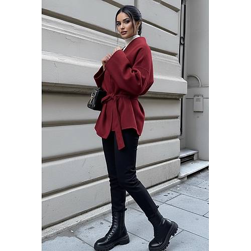 Siyah Ba�lama Detayl� Rahat Kal�p Ka�mir H�rka/Ceket