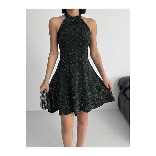 Parltl Ta Baskl Mini Zmrt Abiye Elbise