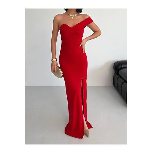 K�rm�z� Gece Elbisesi Abiye