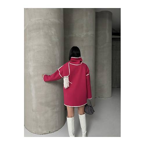 Nak Detayl Atkl Yumuak Triko Hrka Ceket Siyah