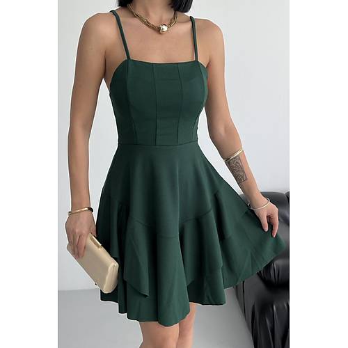 Ince Ask�l� Ete�i Kat Detay Ya� Ye�ili Abiye Mezuniyet Elbisesi