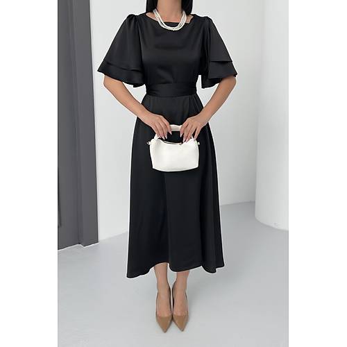 Lisa Kadn Saten Abiye Siyah