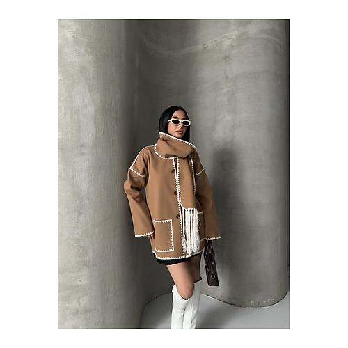 Nak Detayl Atkl Yumuak Triko Hrka Ceket Siyah