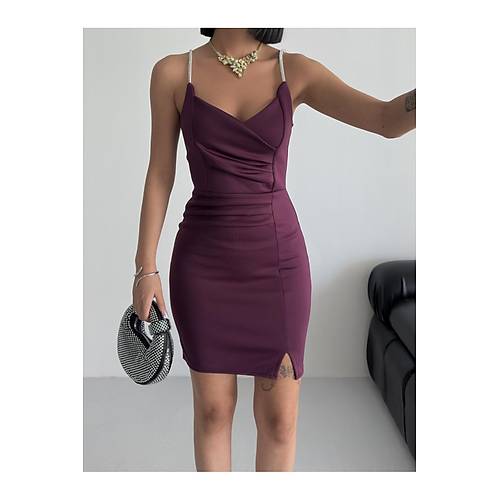 �nce Ask�l� Drapeli Abiye Elbise Ni�an D���n Mezuniyet Elbisesi Siyah