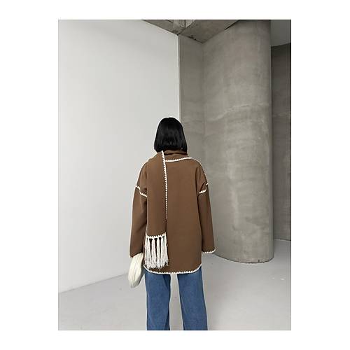 Nak Detayl Atkl Yumuak Triko Hrka Ceket Siyah