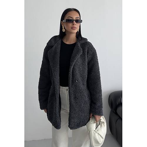 K��l�k Kad�n Teddy Antrasit Mont