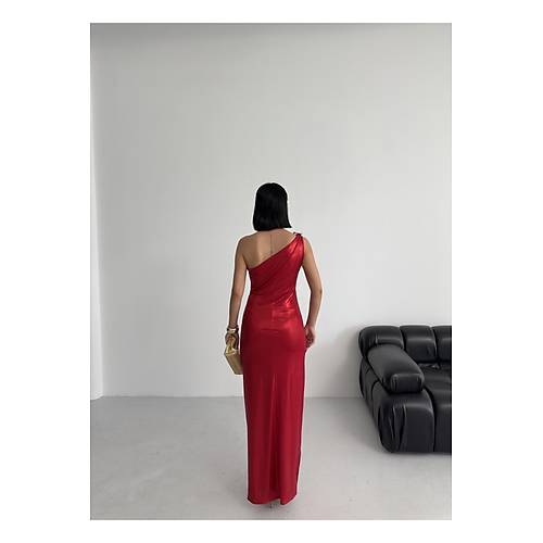 Kadn Omuz Aksesuarl Volanl yrtma parlak kuma Abiye Mezuniyet Nikah Lacivert Elbise