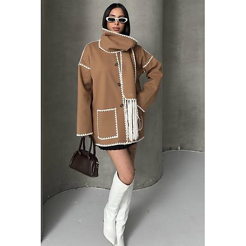 Nak Detayl Atkl Yumuak Triko Hrka Ceket Siyah