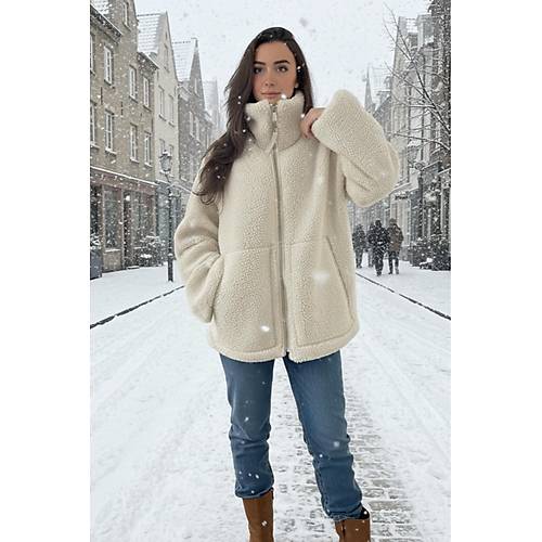 Bej Dik Yakal� Cepli Kad�n Pelu� Mont