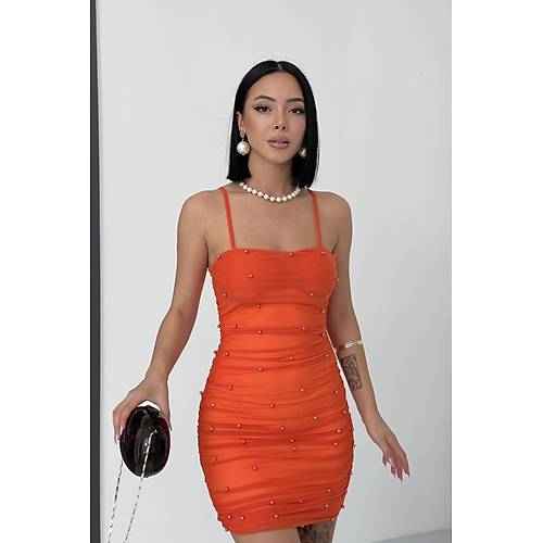 Sendy ncili Askl Elbise Turuncu