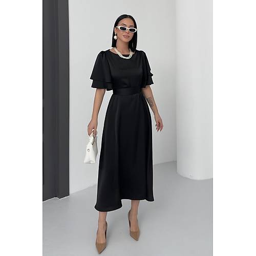 Lisa Kadn Saten Abiye Siyah