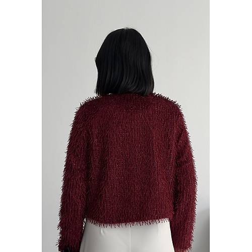 Yakas�z �thal P�sk�ll� Bordo K�rk Mont