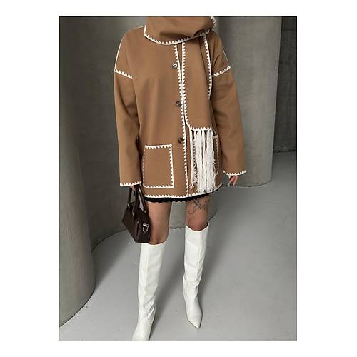 Nak Detayl Atkl Yumuak Triko Hrka Ceket Siyah