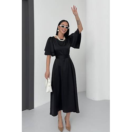 Lisa Kadn Saten Abiye Siyah