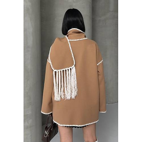 Nak Detayl Atkl Yumuak Triko Hrka Ceket Siyah