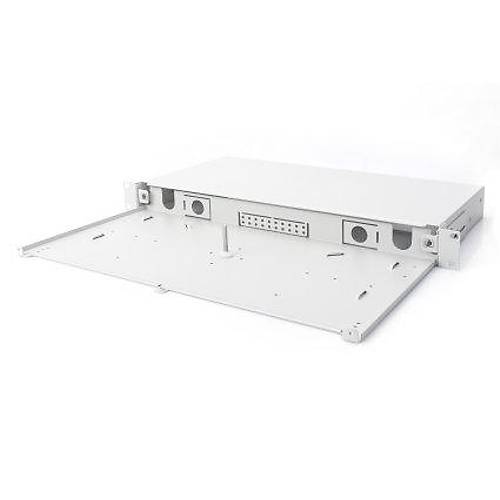 FO splice box, 1U, quick lock, empty without front panel, M20/M25 Cable gland, grey