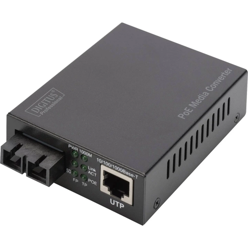 Gigabit Ethernet PoE+ Media Converter, Multimode 802.3at, 30W, SC connector, up to 0.5km