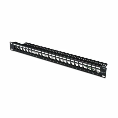 DIGITUS Modular Patch Panel, shielded 24-port, blank, 1U, rack mount, color black RAL 9005