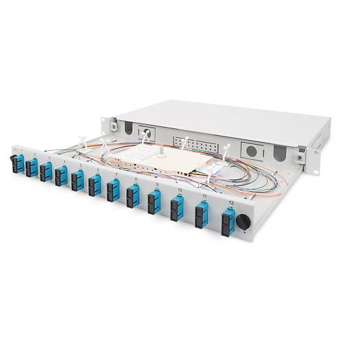 FO splice box, 1U, quick lock, empty without front panel, M20/M25 Cable gland, grey