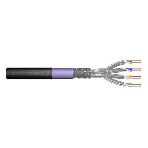 DIGITUS CAT 7 S-FTP PiMF installation cable, raw length 1000 m. drum, AWG 23/1, 1200 MHz, outdoor, PE, simplex, color black