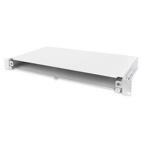 FO splice box, 1U, quick lock, empty without front panel, M20/M25 Cable gland, grey