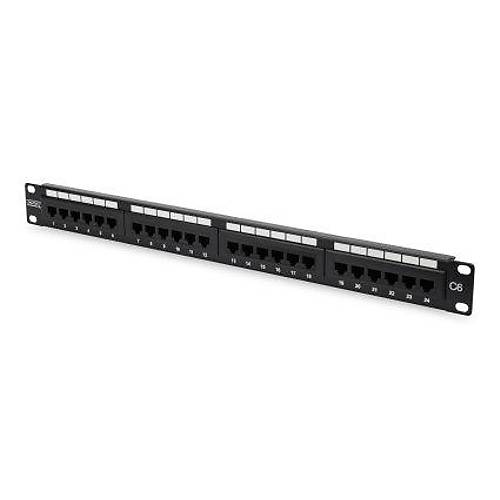 DIGITUS CAT 6 Patch Panel, unshielded,24-port RJ45 with shutter, 8P8C, LSA, 0.5U, 19