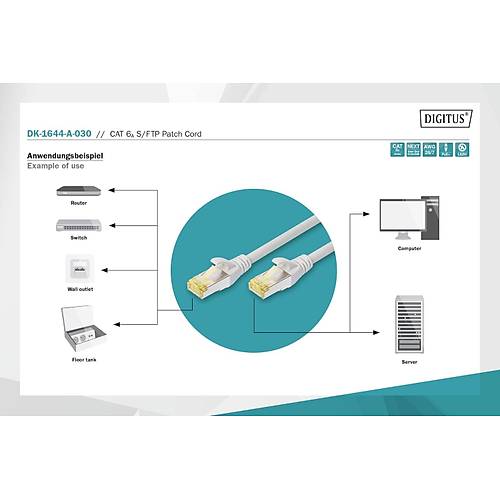 CAT 6A S-FTP patch cable, Cu, LSZH AWG 27/7, length 3 m, color grey