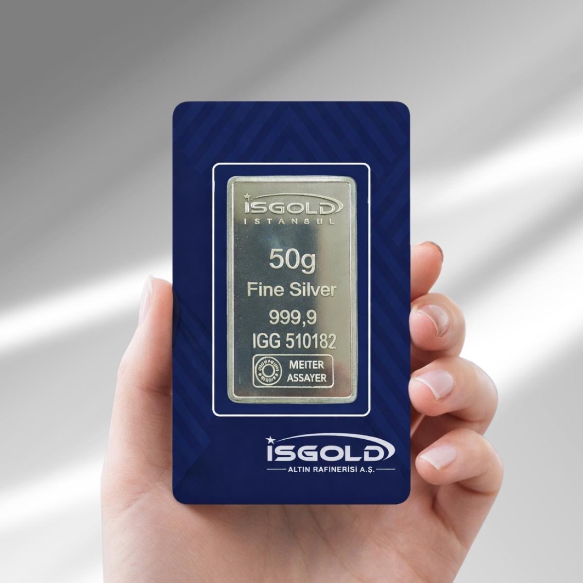 50 Gram Külçe Gümüş - 999,9 | Sertifikalı