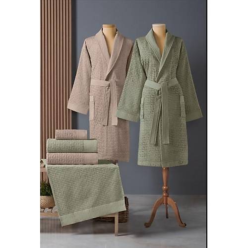 Bambu Bornoz Seti Lisse Sage Sabre