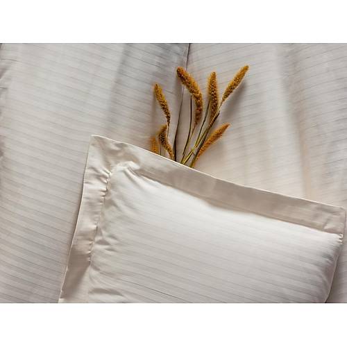 ift Kiilik Saten Nev Takm Elegante Stripe Ekru
