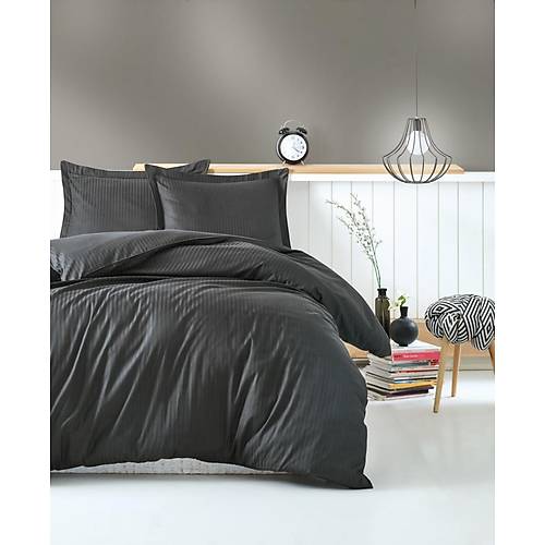 ift Kiilik Saten Nev Takm Elegante Stripe Antrasit