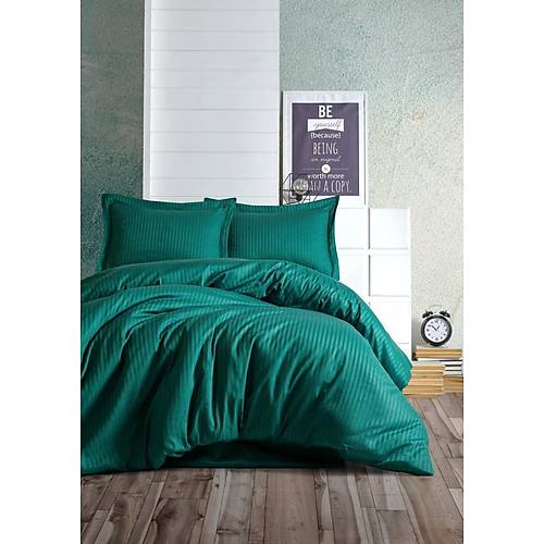 ift Kiilik Saten Nev Takm Elegante Stripe Petrol - Lisinya