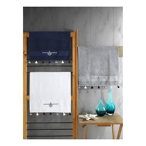 Fit V2 50x90 3'l Havlu Seti Lacivert/Beyaz/Gri