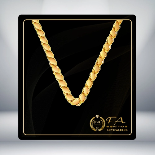 �nce Pullu Zincir Kolye 22 Ayar 75 cm